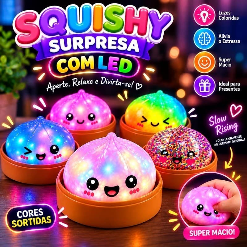 Dumpling Squishy Grande com Opção de Luz