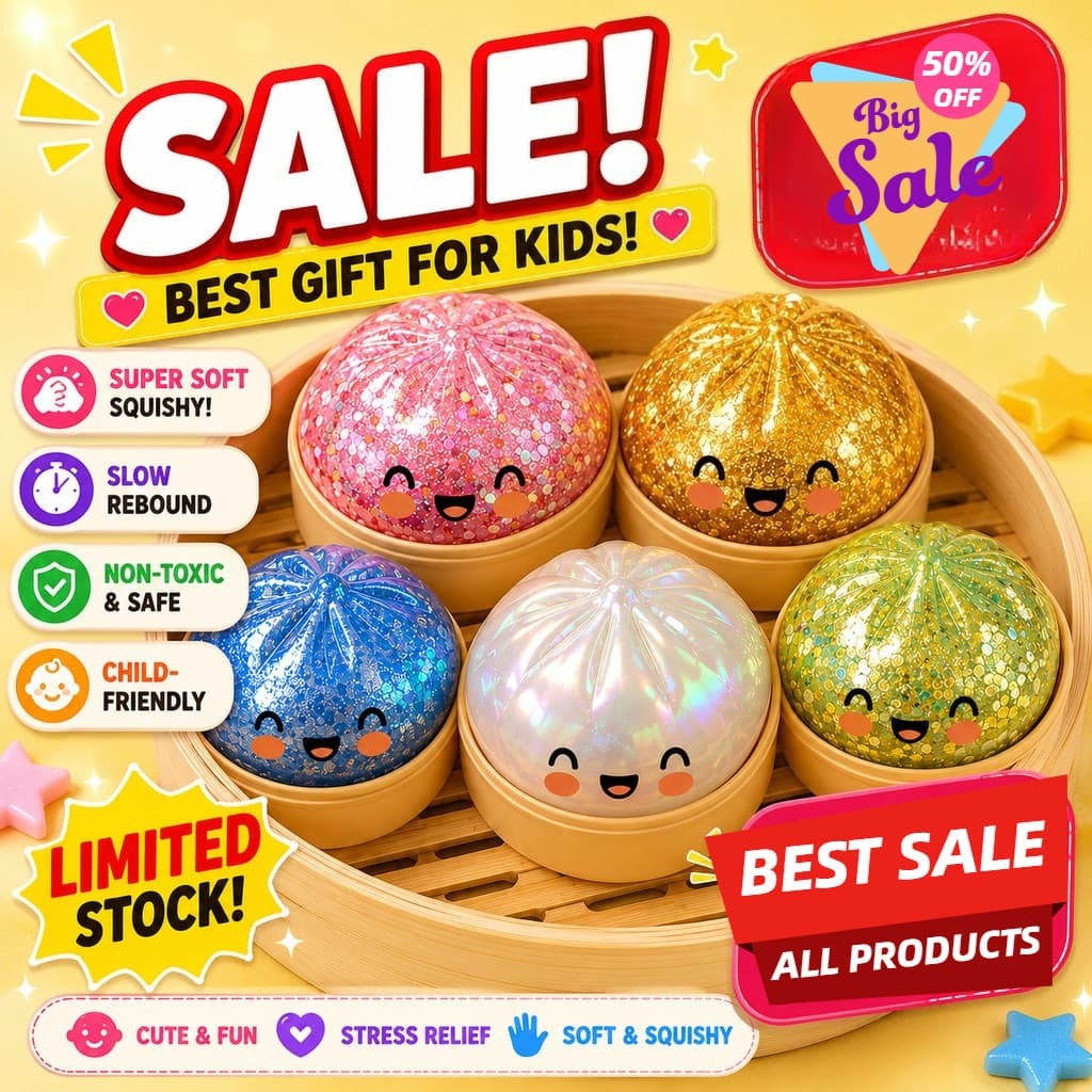 Dumpling Squishy Mini 5 cm ou 8,5 cm com Glitter