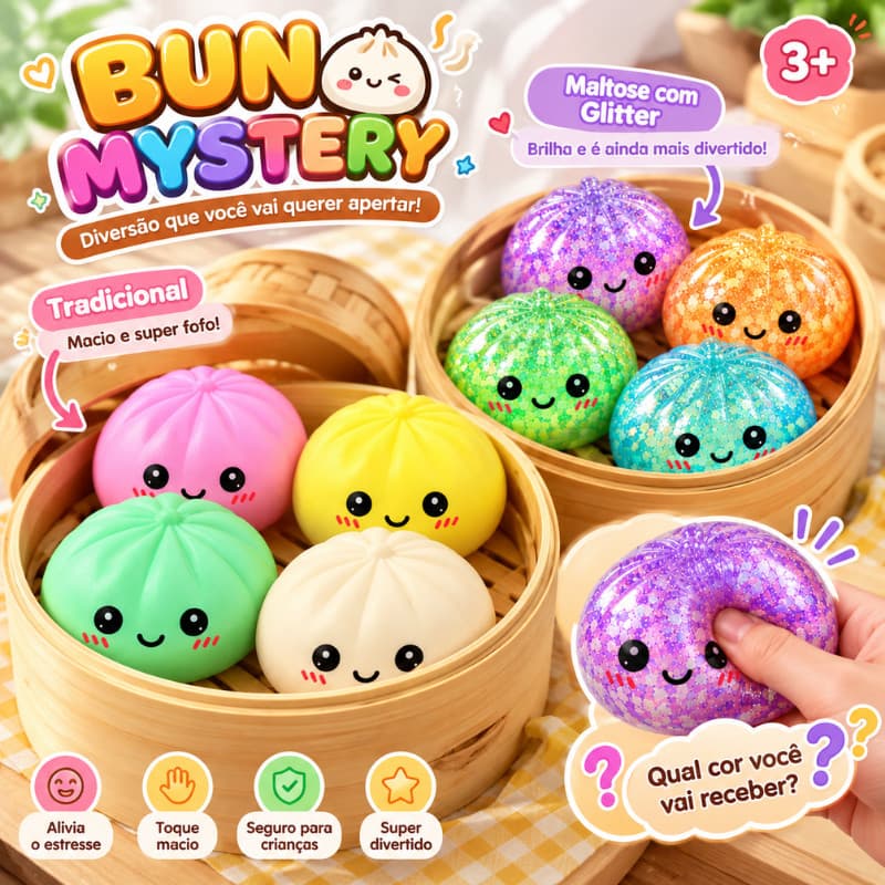 Dumpling Squishy Colorido com Cestinha