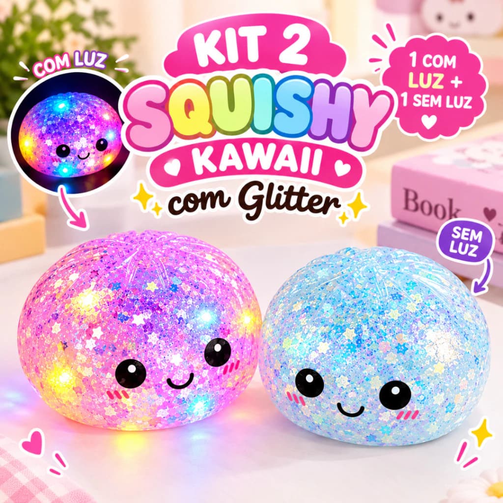 Kit 2 Dumpling Squishy: com Luz + sem Luz